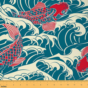 Koi Fish Upholstery Fabric Soft 3 Yards