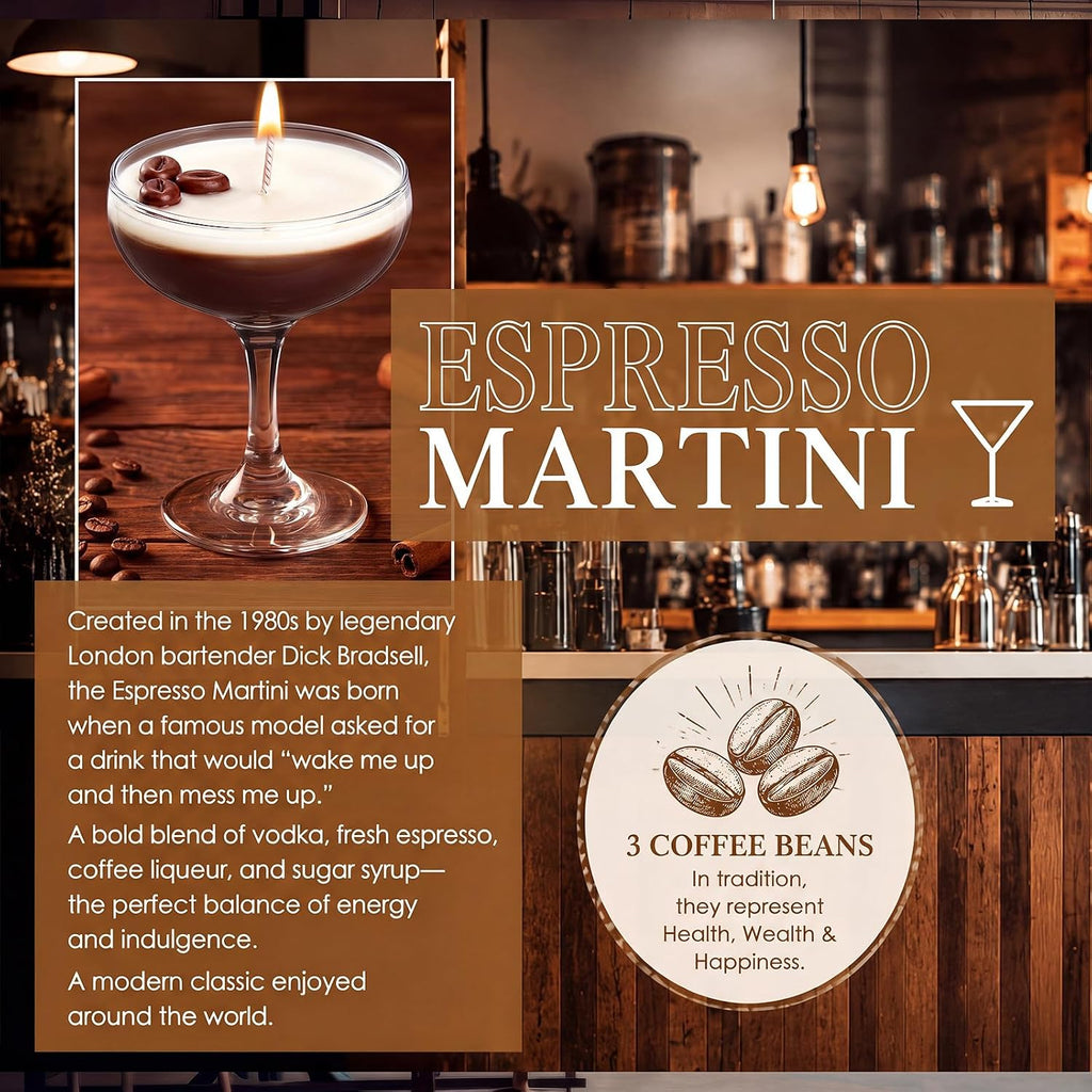 Sets Coffee Scented Candles Espresso Gifts, Martini - Set of 2