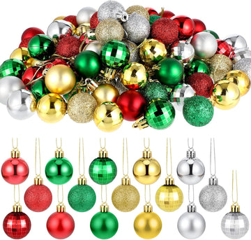 Mini Christmas Balls Tree Ornament, Classic, 1.18 Inch - Set of 96