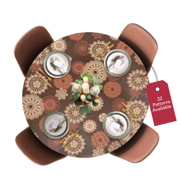 Round Tablecloth, Flannel Backed, Medallion Small Round