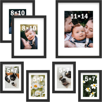7 Pack Picture Frames Collage Wall Decor, Gallery Wall Frame Set for Wall or Tabletop Display, Multi Sizes with One