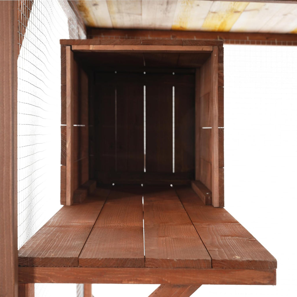 2-Tier Outdoor Cat Cage, Lockable Wheels & 3 Lockable Doors