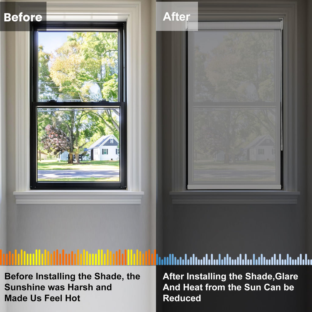 Light Filtering Roller Shades for Windows 5% Openness Solar Shades UV Protection Light Filtering Roller Blinds Solar