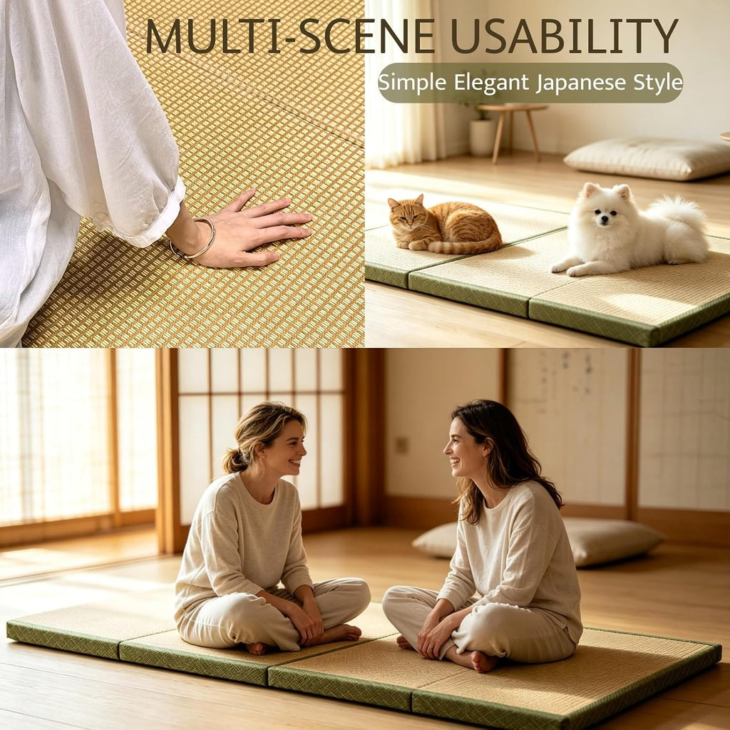 Foldable Japanese Tatami Mat: Natural Rush Grass Floor Mattress