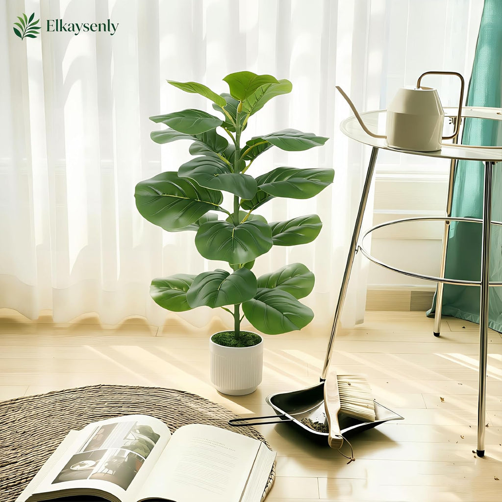 30" Fake Plants Fiddle Leaf Fig Tree,Faux Plants Indoor&Outdoor, Plants Artificial Decor Decoration - Set of 2
