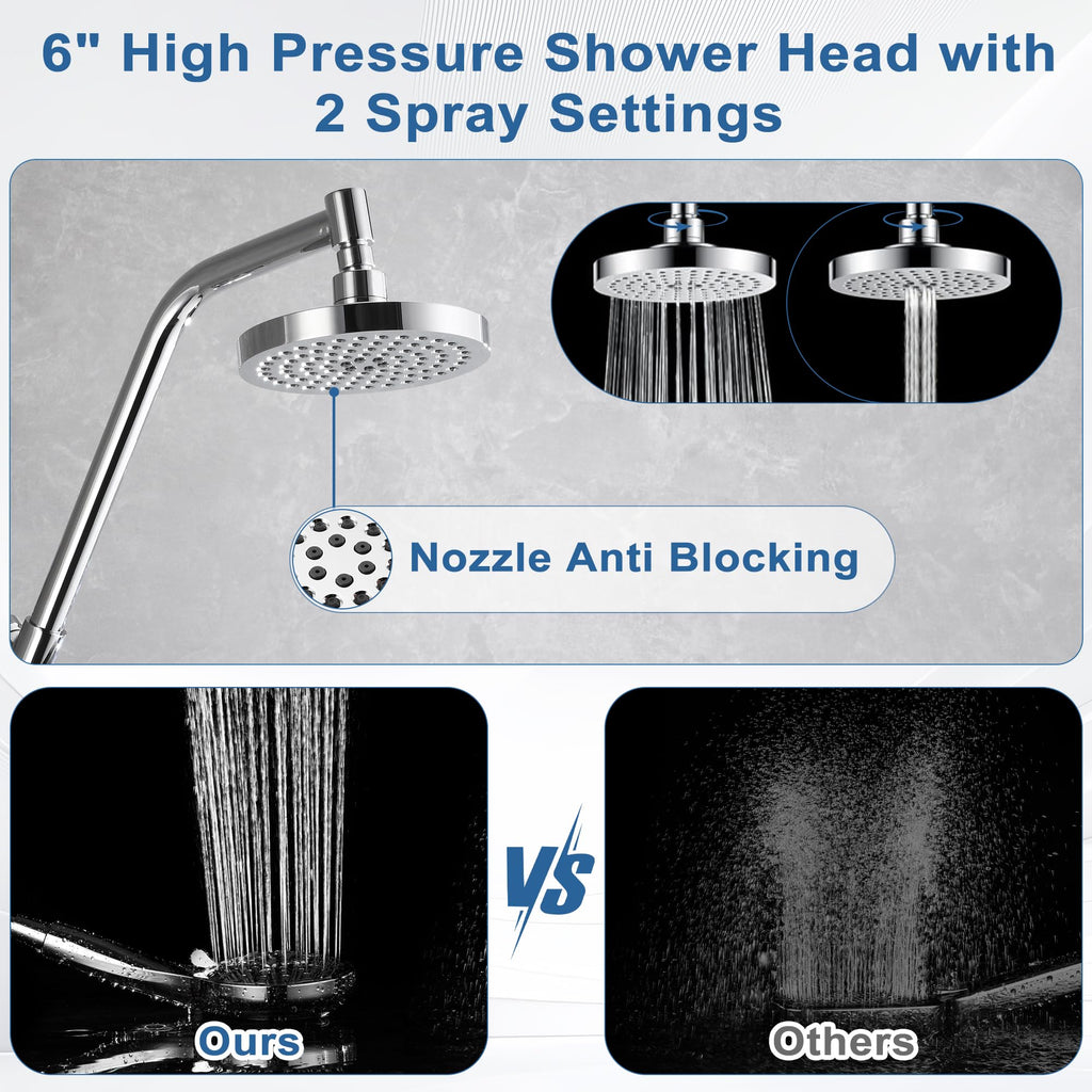 Rain Shower Head with Handheld Combo, Dual Shower System with Slide Bar, Rain Shower System, Adjustable Height, Brass