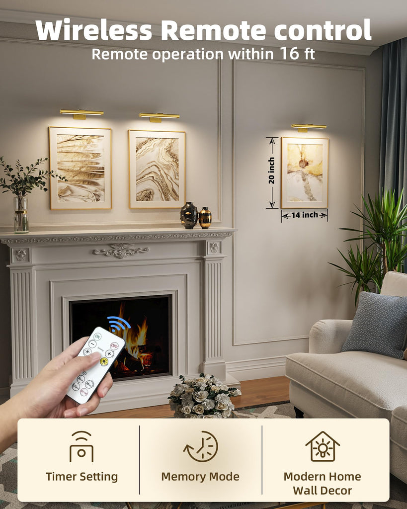 Picture Light for Wall, Rechargeable Stick on with Remote(3P)
