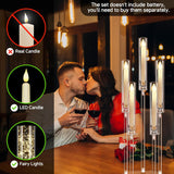 2Pcs 26.8'' Acrylic Candelabra Centerpieces,Clear 5 Arms Candlesticks Holder with Acrylic Shade for Candlelight