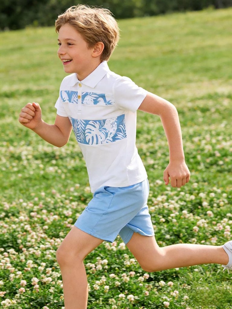 Toddler Boys 2 Piece Outfits Button Down Shirt and Shorts Set, Short Sleeve Casual Summer Clothes Years