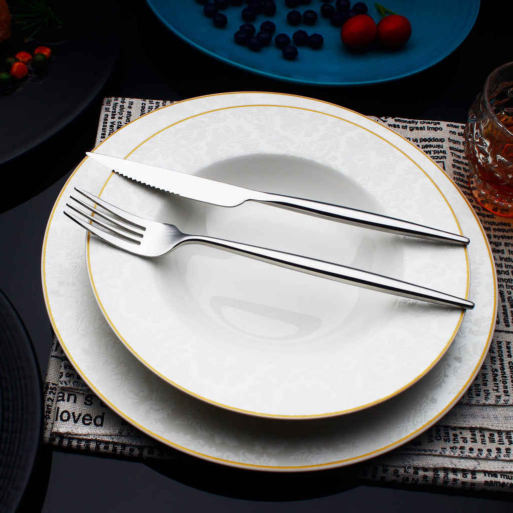 20 Piece Luxury Silverware Set for 4 Mirror-Polished 18/10 Stainless Steel Heavy Flatware Set Modern Cutlery Set