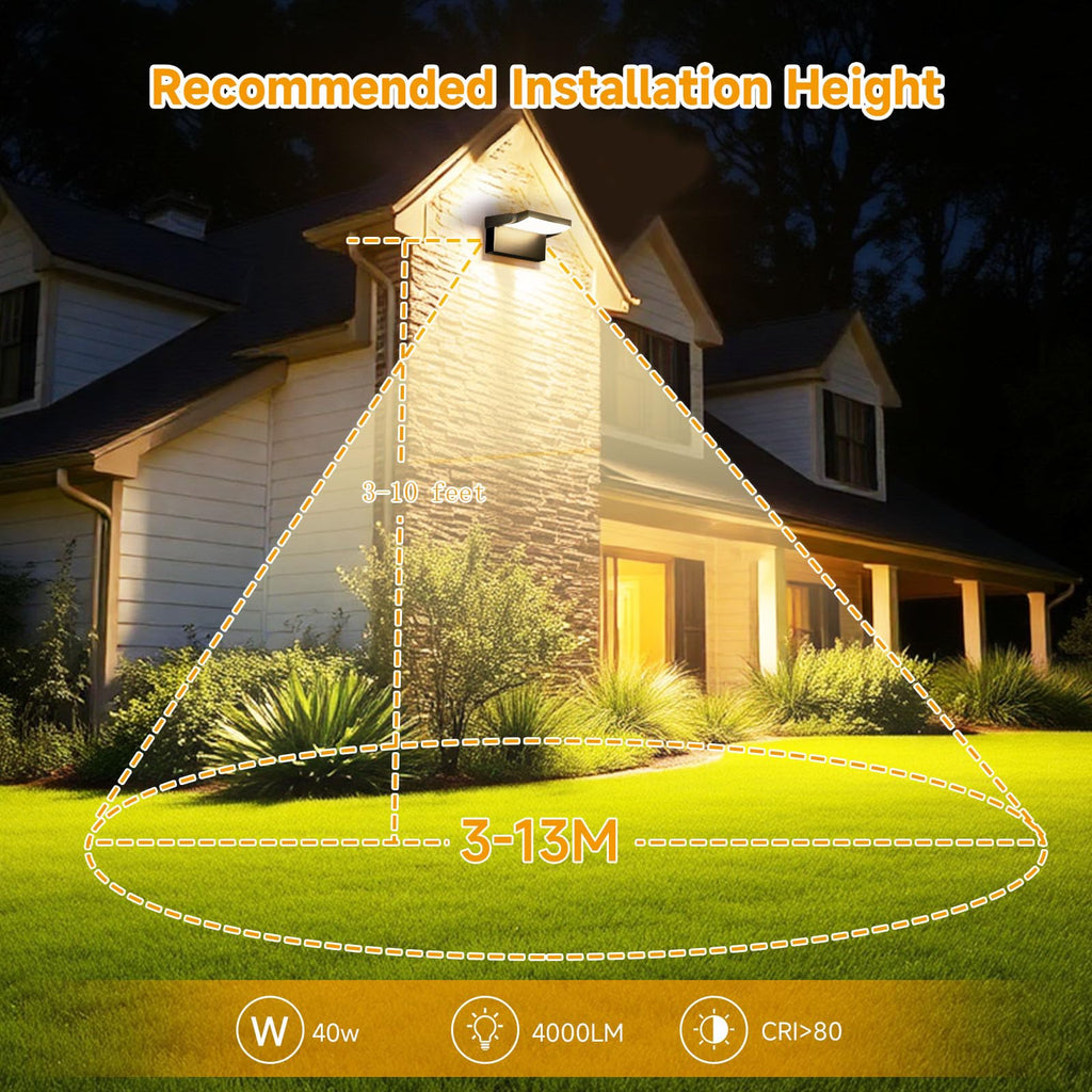 40W Outdoor LED Wall Light with 350° Rotatable Panel