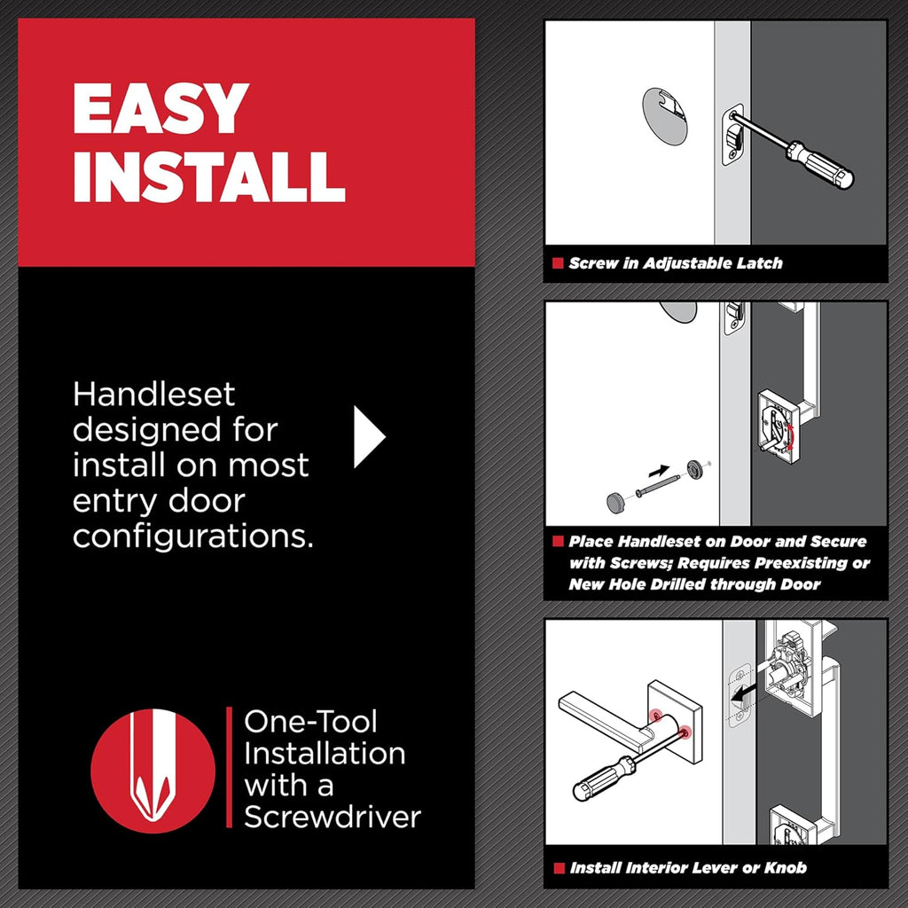 Brentford Front Door Handle No Lock, Entry Handleset Exterior with Sedona Interior Reversible Lever, Non-Locking - Door Handleset