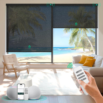 Motorized Blinds with Remote, Light Filtering Smart Roller Shades