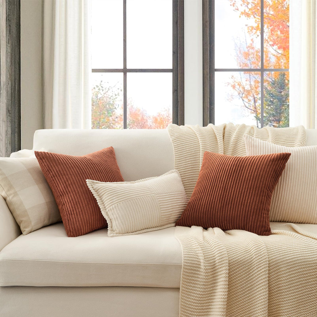 Decorative Terracotta Throw Pillow Covers Cushion Cases, Set of 4 Soft Velvet Modern Double-Sided Designs, Rustic