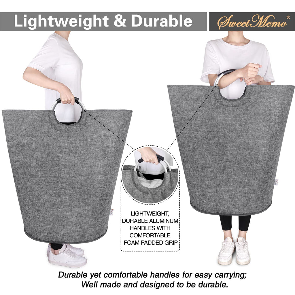 Oversized Laundry Basket, Huge Laundry Hamper Bag with Handles, 160L Grey
