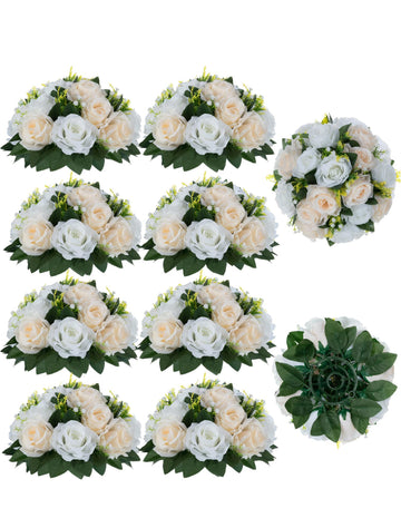 Flower Balls Wedding Rose Centerpieces: 10pcs Fake Flowers Decor for Table