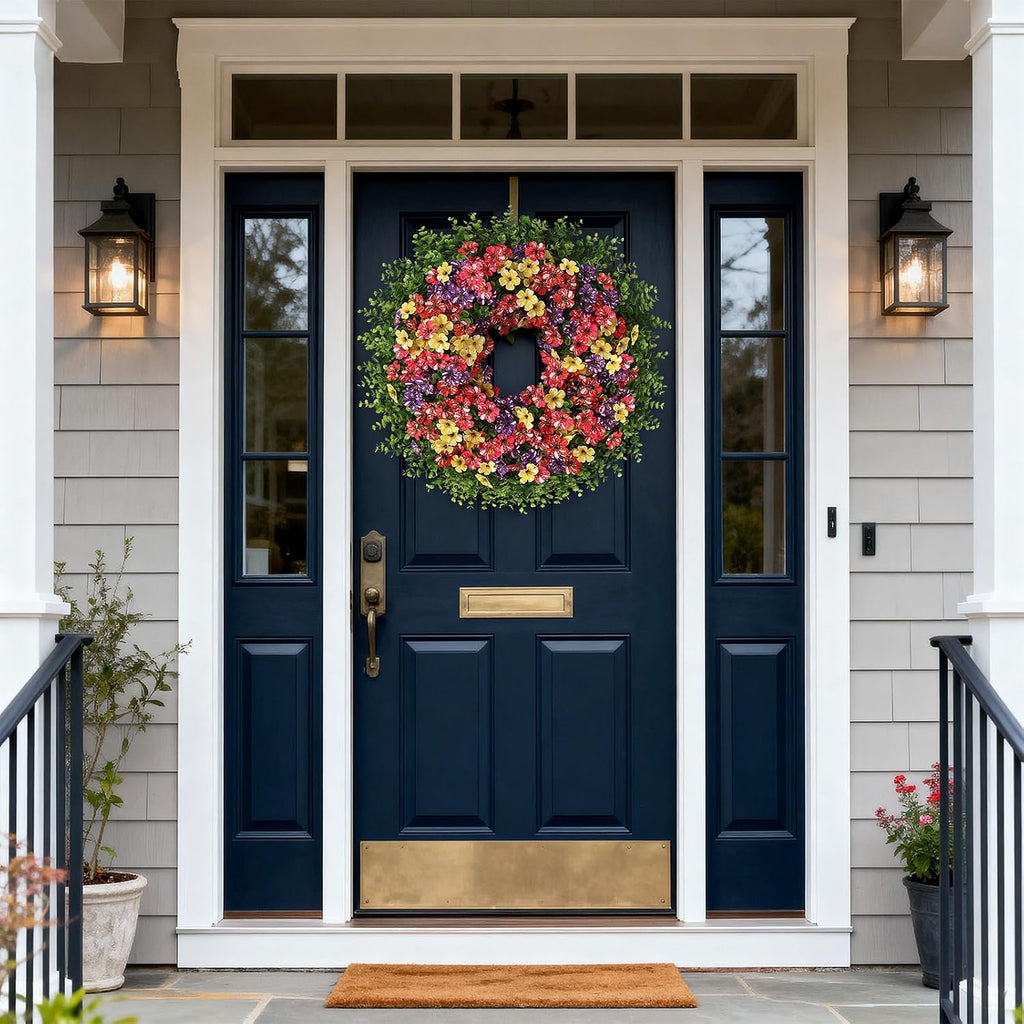 26" Artificial Eucalyptus Silk Flower Wreath for Front Door(Mixed Color)