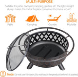 Fire Pit 36in Outdoor Wood Burning Fire Pits Wood Large Fire Bowl for Outside BBQ Bonfire Patio with Mesh Spark Screen, Poker and Rain Cover - Image 5