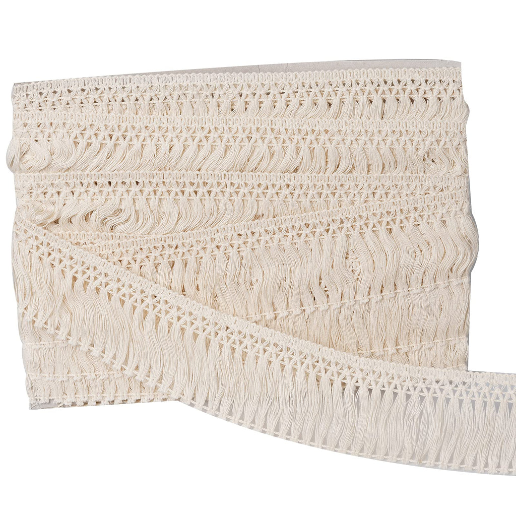 Cotton Tassel Fringe Trim, 10 Yards X 6cm Wide Sewing Trim, Beige