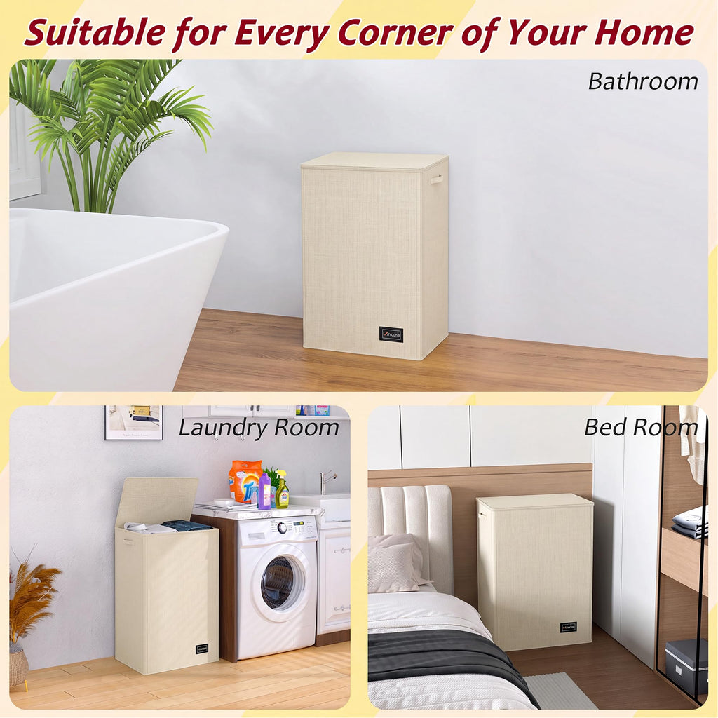 110L Laundry Hamper with Lid, Reinforced Sturdy Large Laundry Hamper with Handle and Lid, Collapsible Clothes Basket