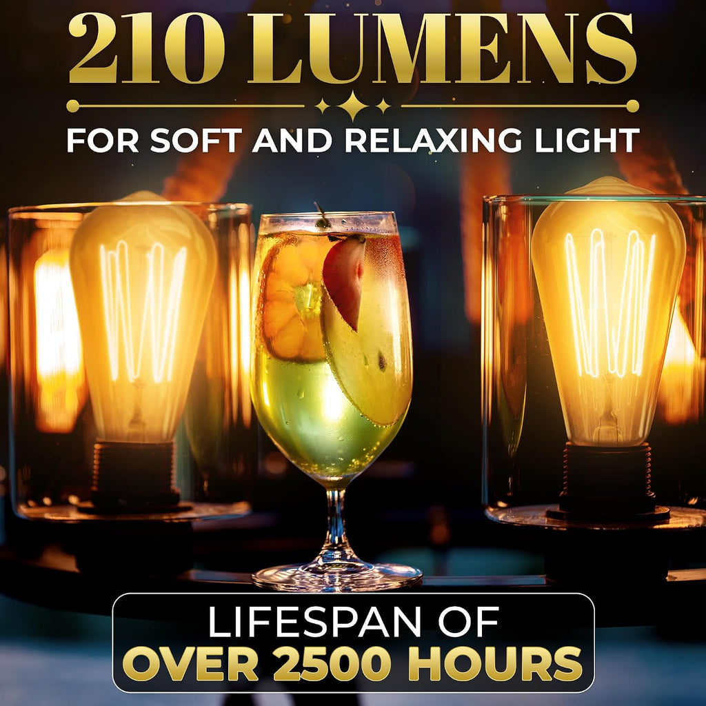 Incandescent Light Bulbs 60 Watt, 210 Lumens, 4 Pack ST64 Edison Bulbs