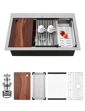 33x22 Drop in Workstation Stainless Steel Single Bowl