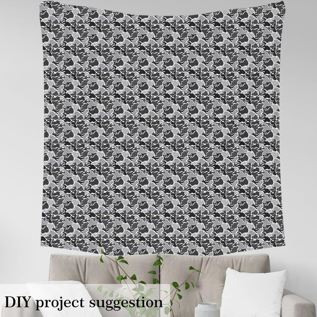 Grey Camo Airplane Fabric by The Yard, Modern Aircraft Soft Polyester No Stretch Fabric for Sewing Lover, Cartoon Plane