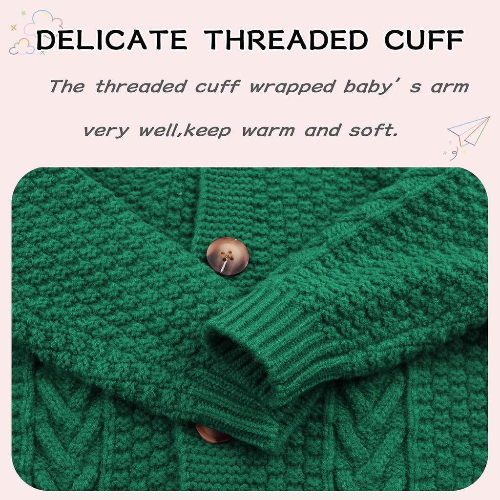 Toddler Girl Cardigan Sweater Cable Knit Long Sleeve Chunky Crochet