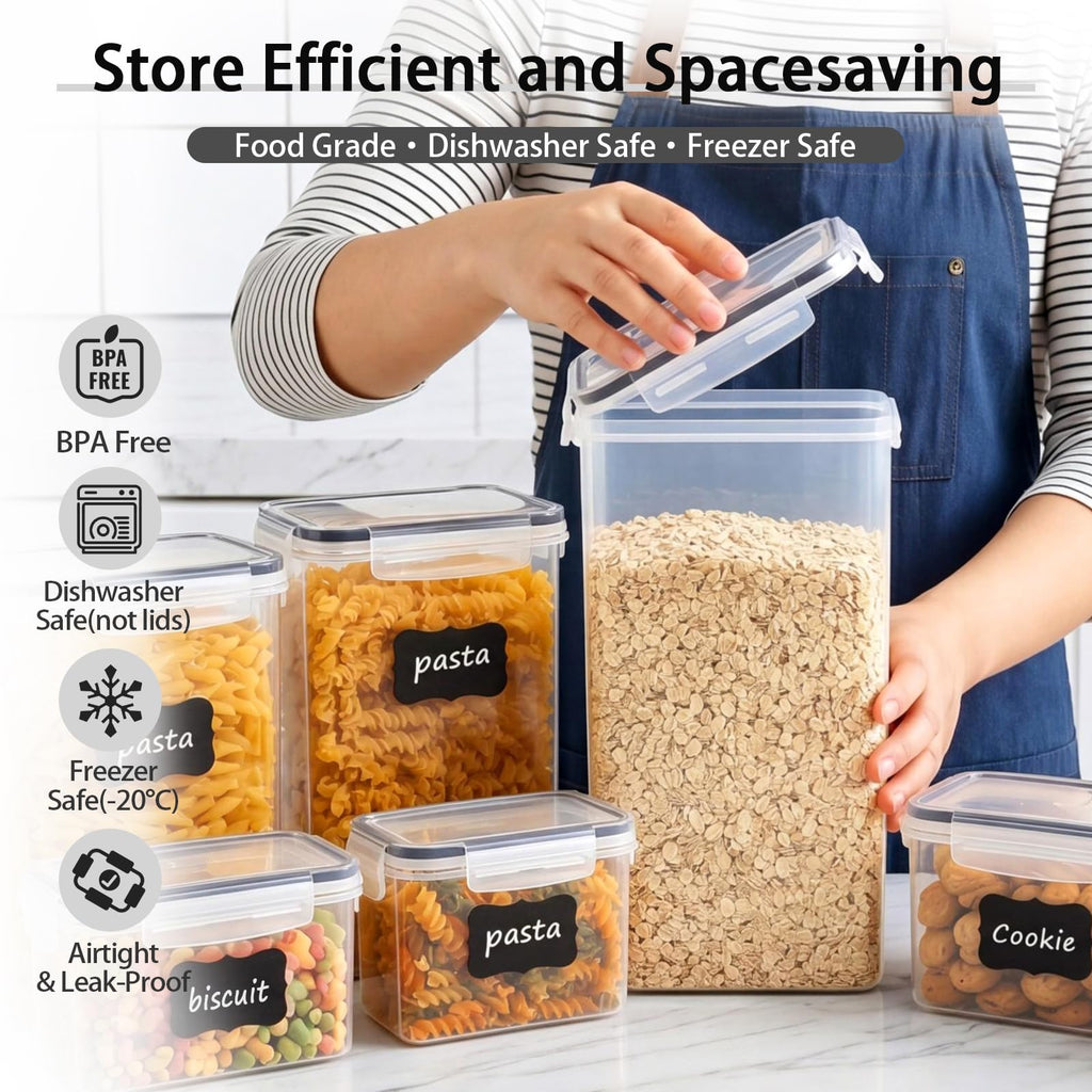 24 PCS Airtight Food Storage Containers with Lids, Plastic Kitchen and Organization Canisters for Cereal, Dry Food