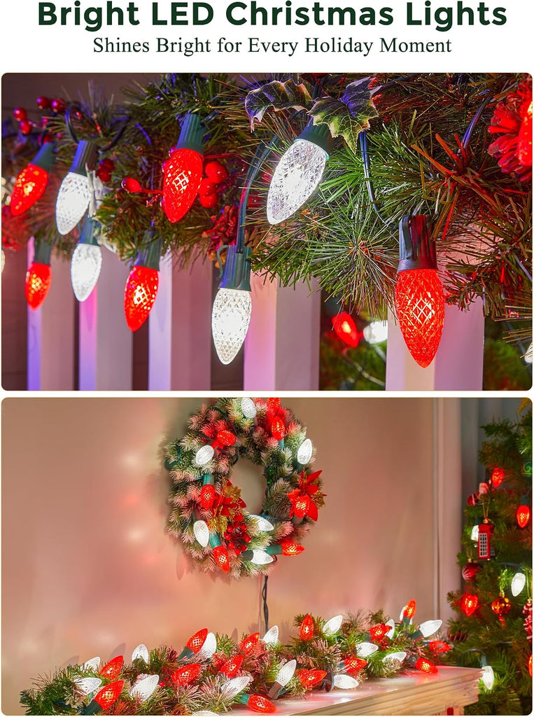 C9 Christmas Lights Outdoor, 26FT 20 LED C9 String Lights with Stakes