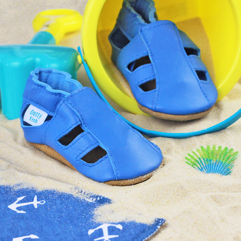 Soft Sole Leather Baby Sandals - Blue