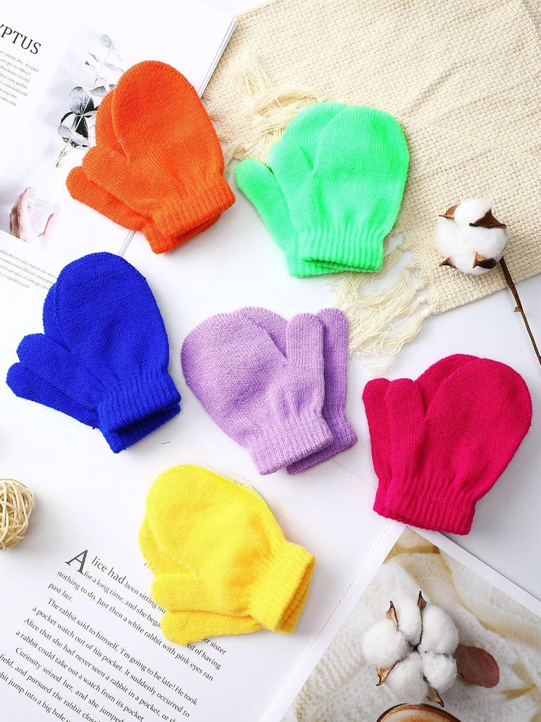 12 Pairs Toddler Mittens Bulk, Winter Knit Gloves