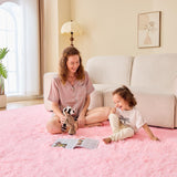 4x6 Pink Shag Area Rug, Ultra Soft Plush Non-Slip Carpet for Bedroom Nursery