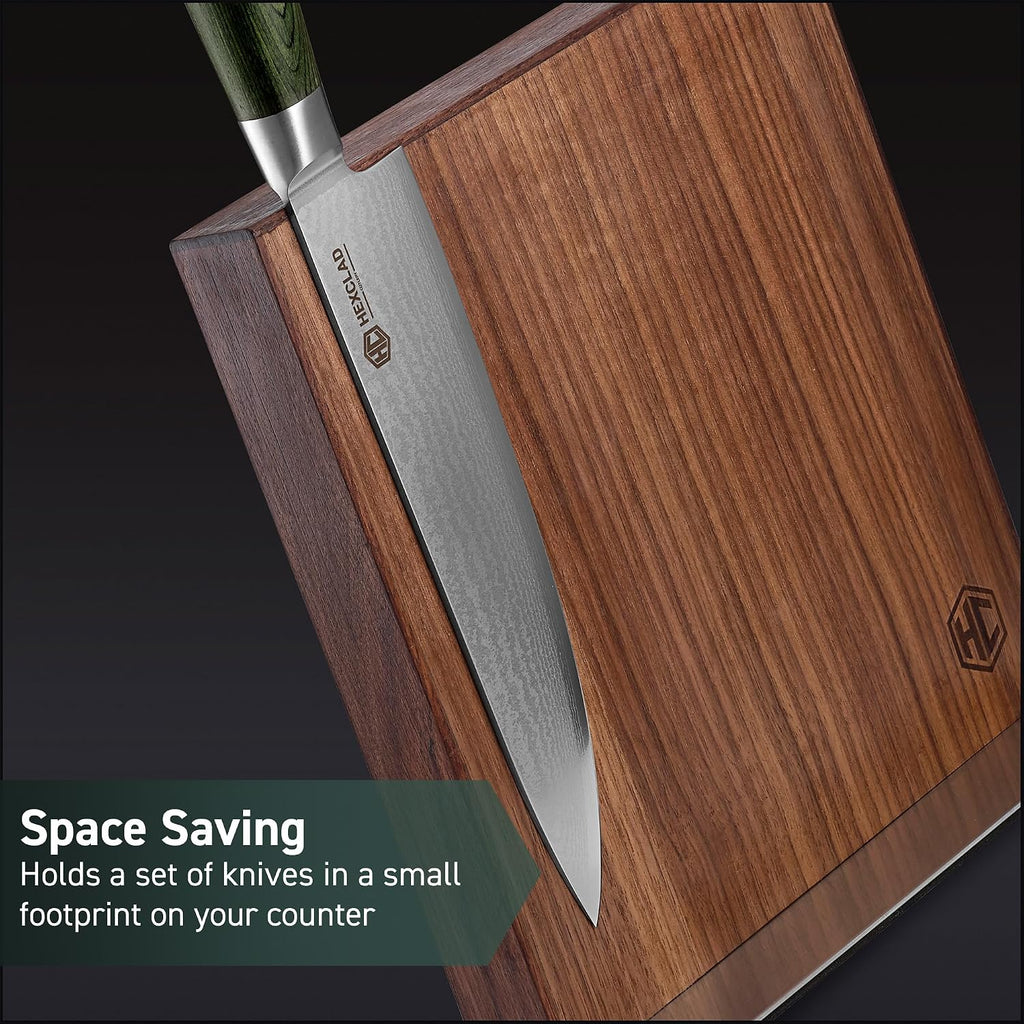 13" Magnetic Walnut Kitchen Knife Block Holder