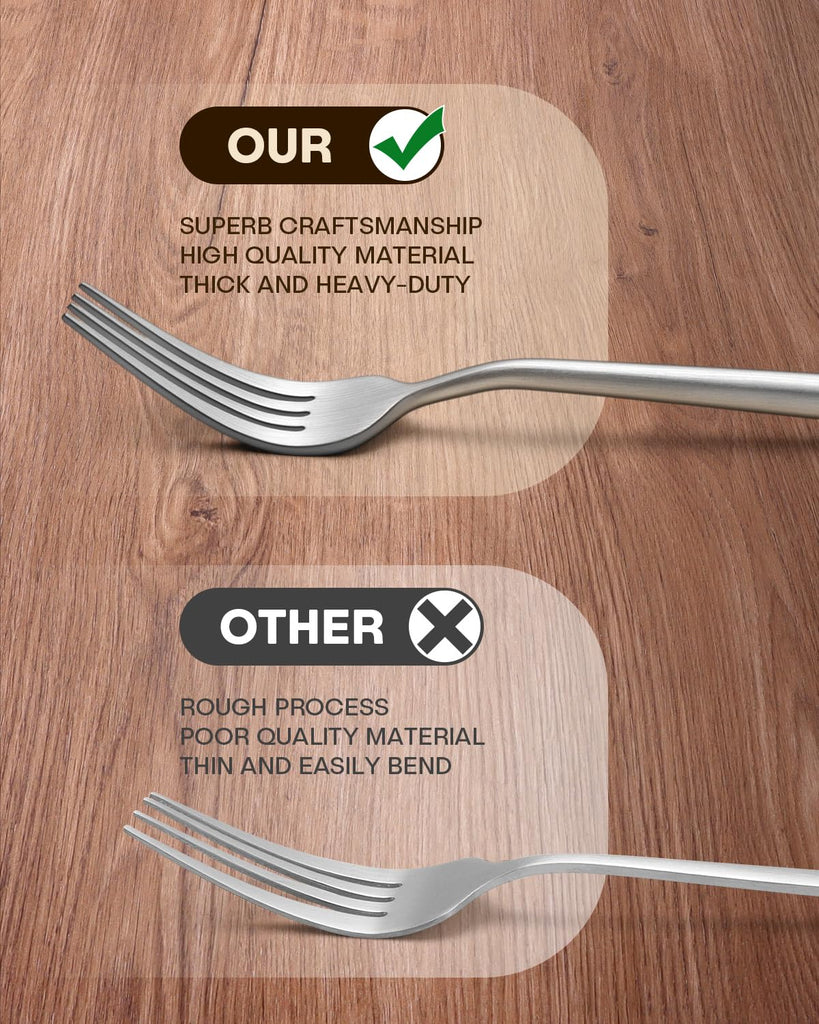 Matte Silverware Set for 6, 30-Piece Stainless Steel Flatware Eating Utensils Sets, Satin Finish Cutlery Include