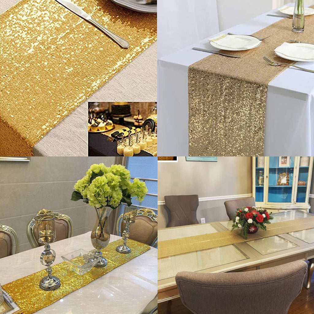 12 Packs 12 X 72 Inch Sequin Table Runner Glitter Dining Table Runner for Birthday Wedding Engagement Bridal Baby