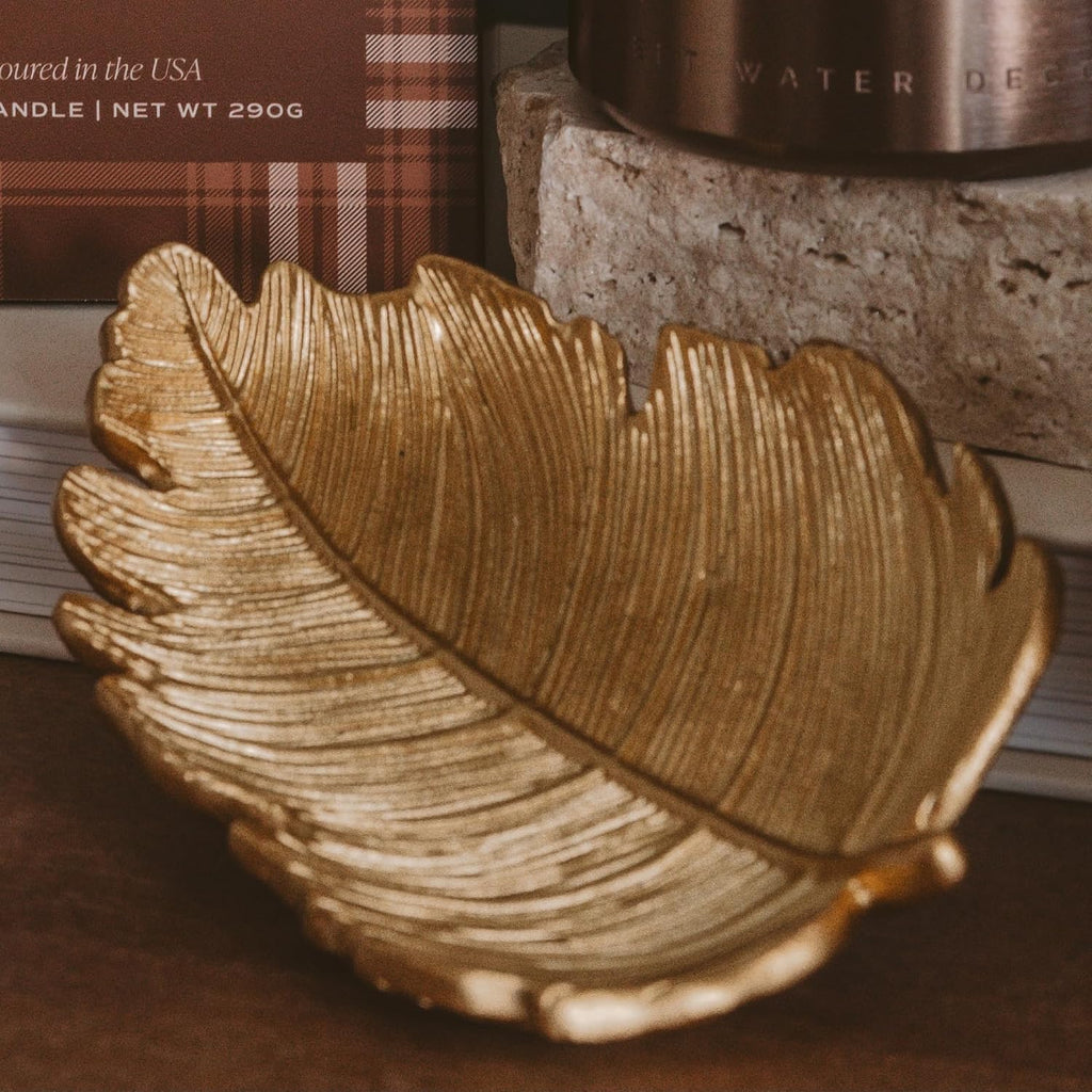 Leaf Jewelry Dish, Gold Resin Accessory & Trinket Tray