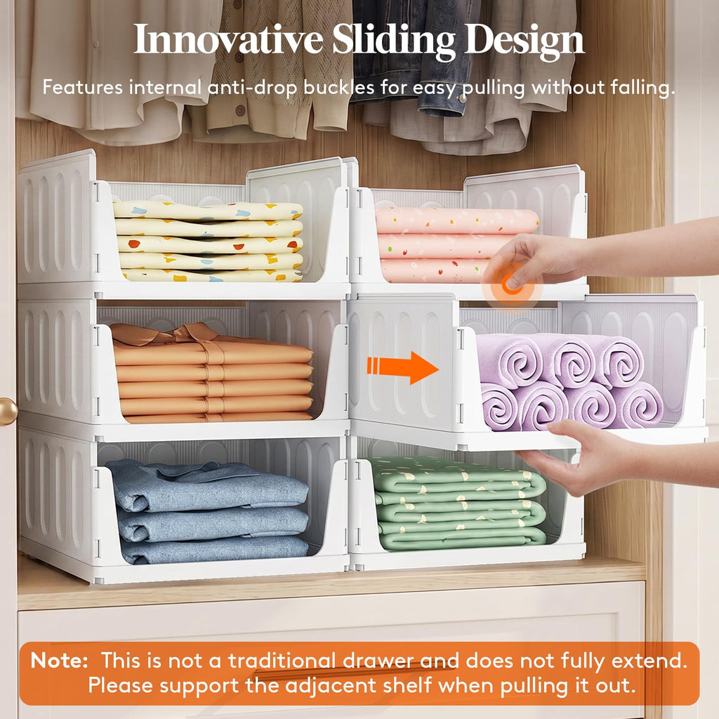 4 Pack Stacking Closet Organizers Shelf for Clothes 14" Depth