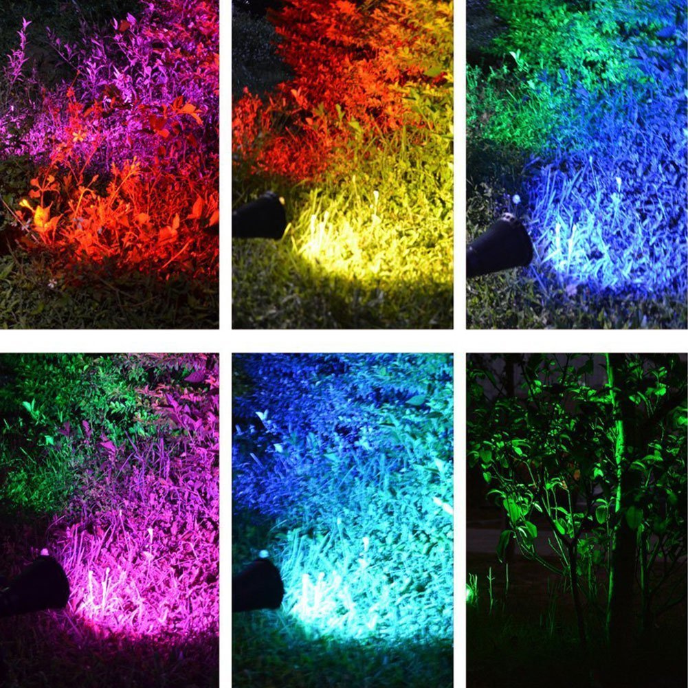 Solar Spot Lights Outdoor Waterproof Solar Powered Spotlight Landscape Lighting Color Changing Auto On/Off for Yard