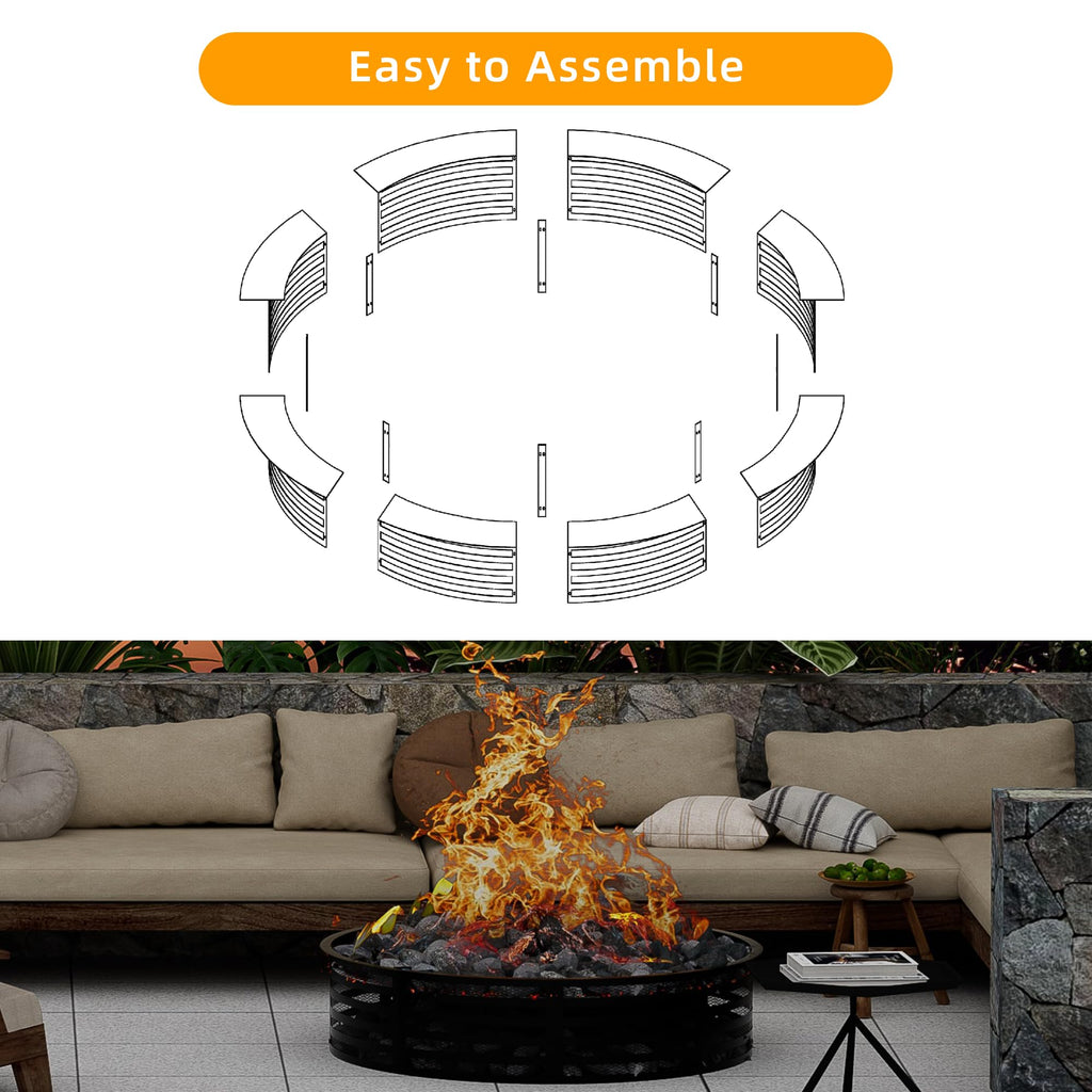 Outdoor Smokeless Fire Pit Ring, 60 Inch Round Steel Fire Ring Insert