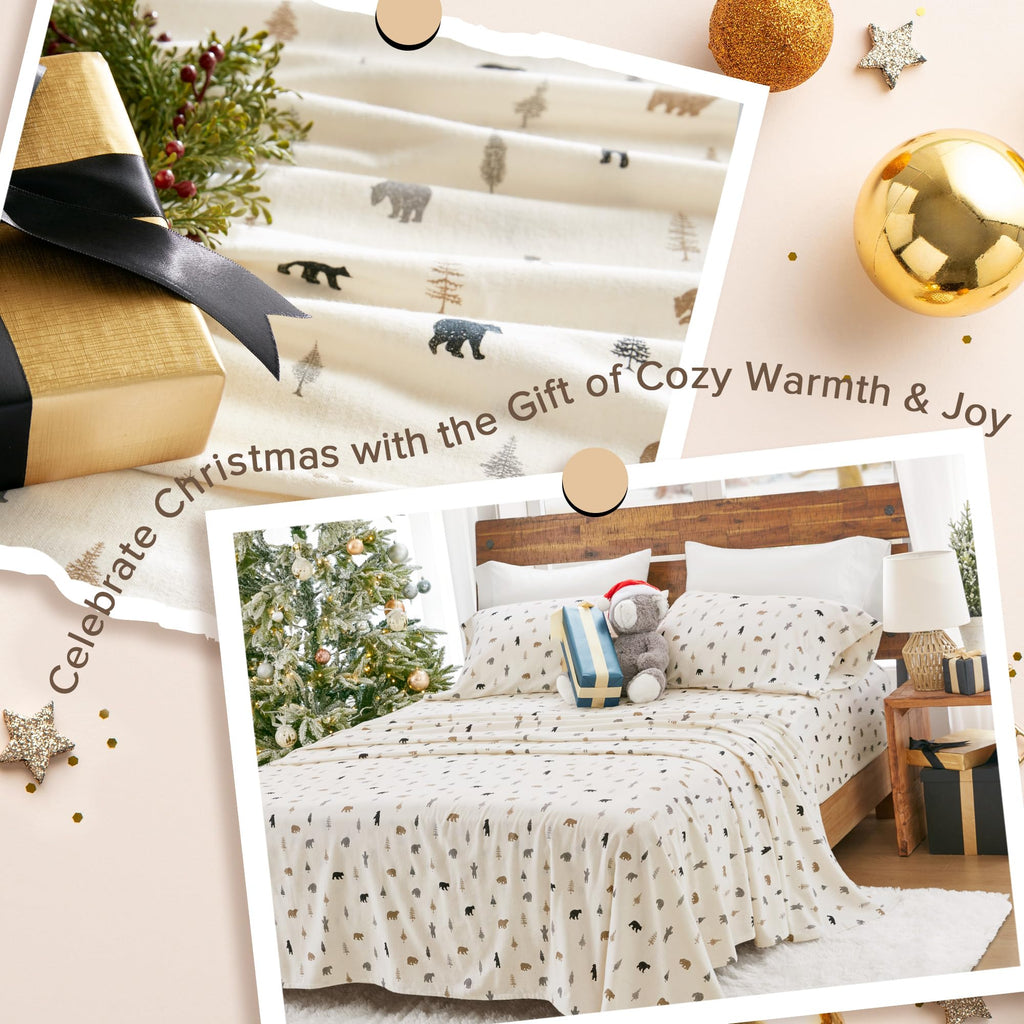 100% Cotton Flannel Sheets King Size Sheet Set, 4 Piece