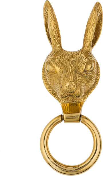 Gold Hare Door Knocker | Polished Solid Brass Knockers with Strike Plate | UPVC | Rabbit Hare Front Door Furniture