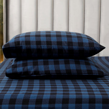Buffalo Check Plaid Flannel Sheet Set, Full, Blue