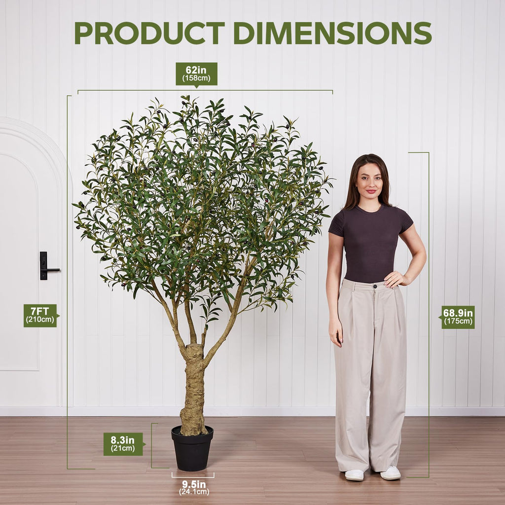 7FT UV-Resistant Artificial Olive Tree with Thick Trunk