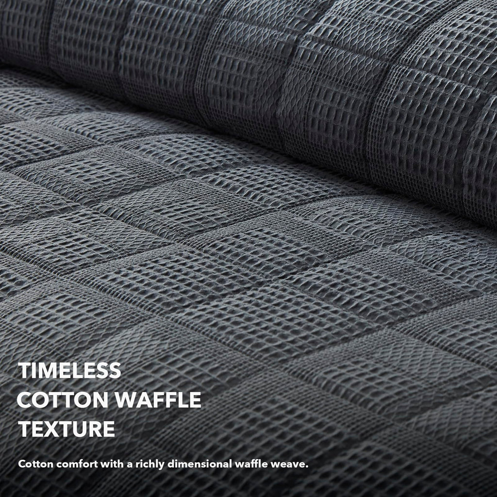 3 Pieces Quilt Set Cotton Waffle Weave Blanket 118"x106"