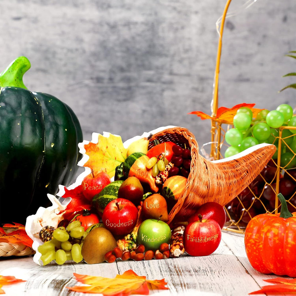 Thanksgiving Cornucopia Centerpiece Fall Table Decor with Fruits