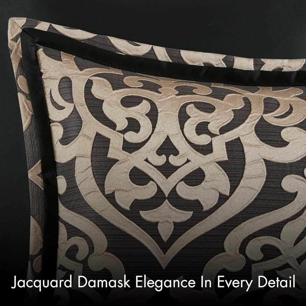 Damask Medallion Jacquard Comforter Set, 8PC King Bedding Set