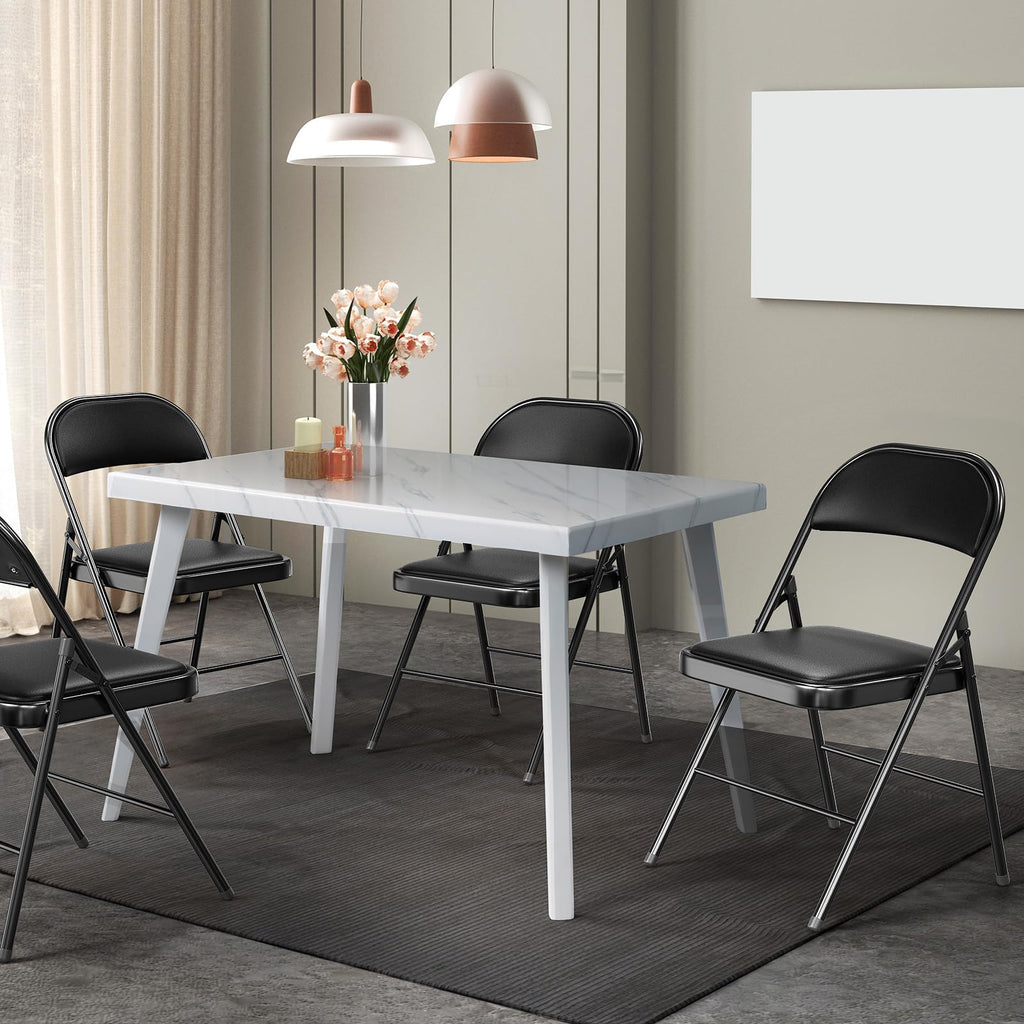 10 Pack Folding Chairs with Padded Seats, Metal Frame with Pu Leather Seat & Back, Capacity 350 lbs, Black