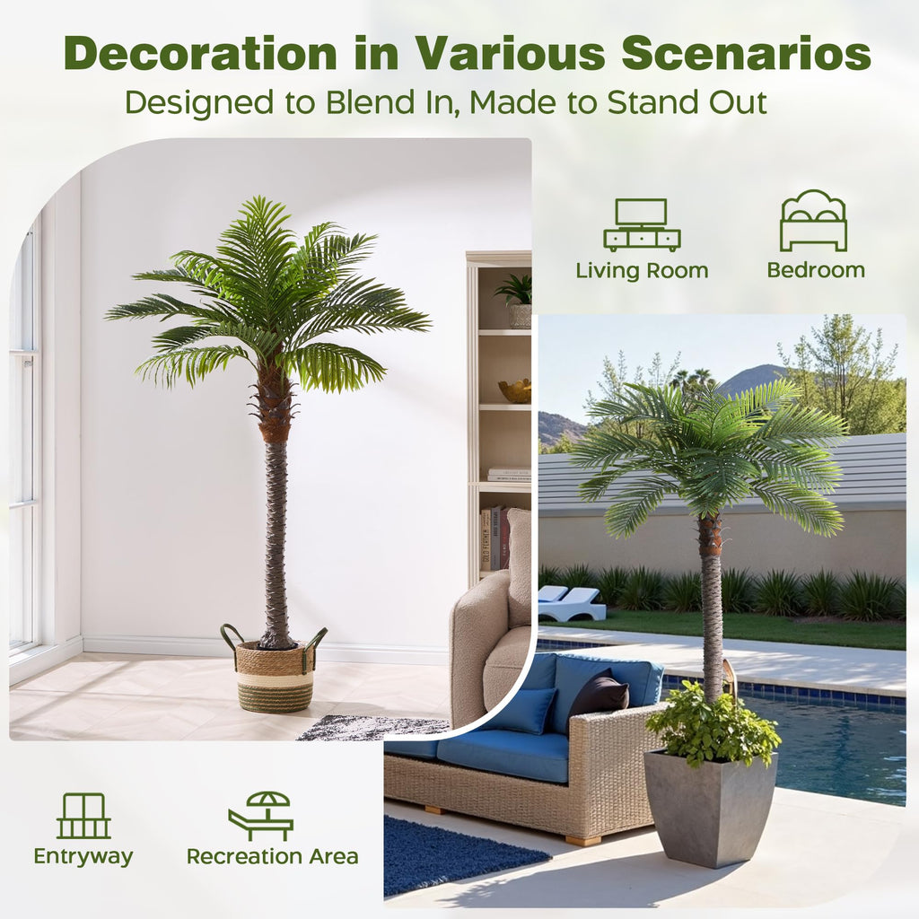 6FT Artificial Coconut Palm Tree 1-Pack, Faux Sago Palm in Cement Pot