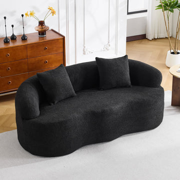72" Curved Loveseat, Deep Seat Couch, No Assembly, Black